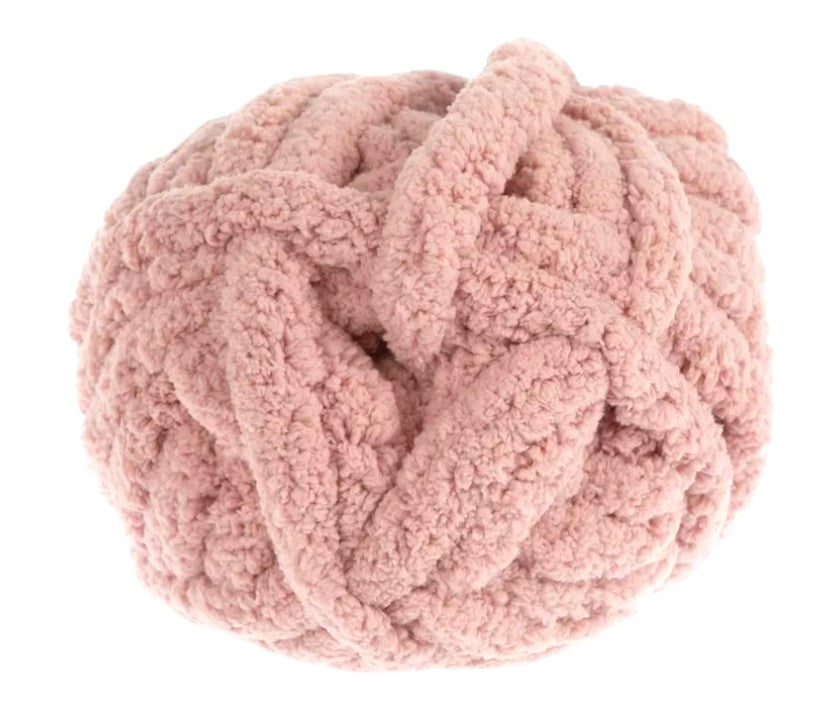 Bridesmaid pink knitted ball of yarn on a white background.
